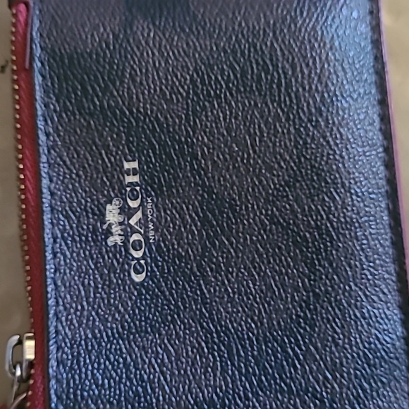 Coach Monogram Mini Skinny ID Case Brown True Red *Has damage* - Picture 2 of 7